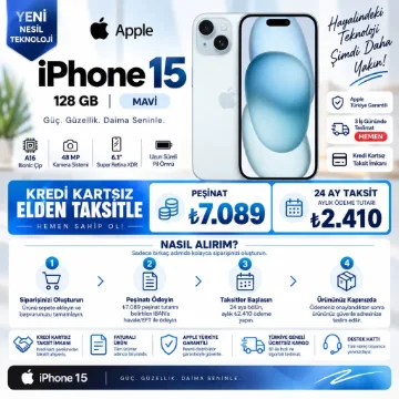 Apple iPhone 15 128 GB Mavi